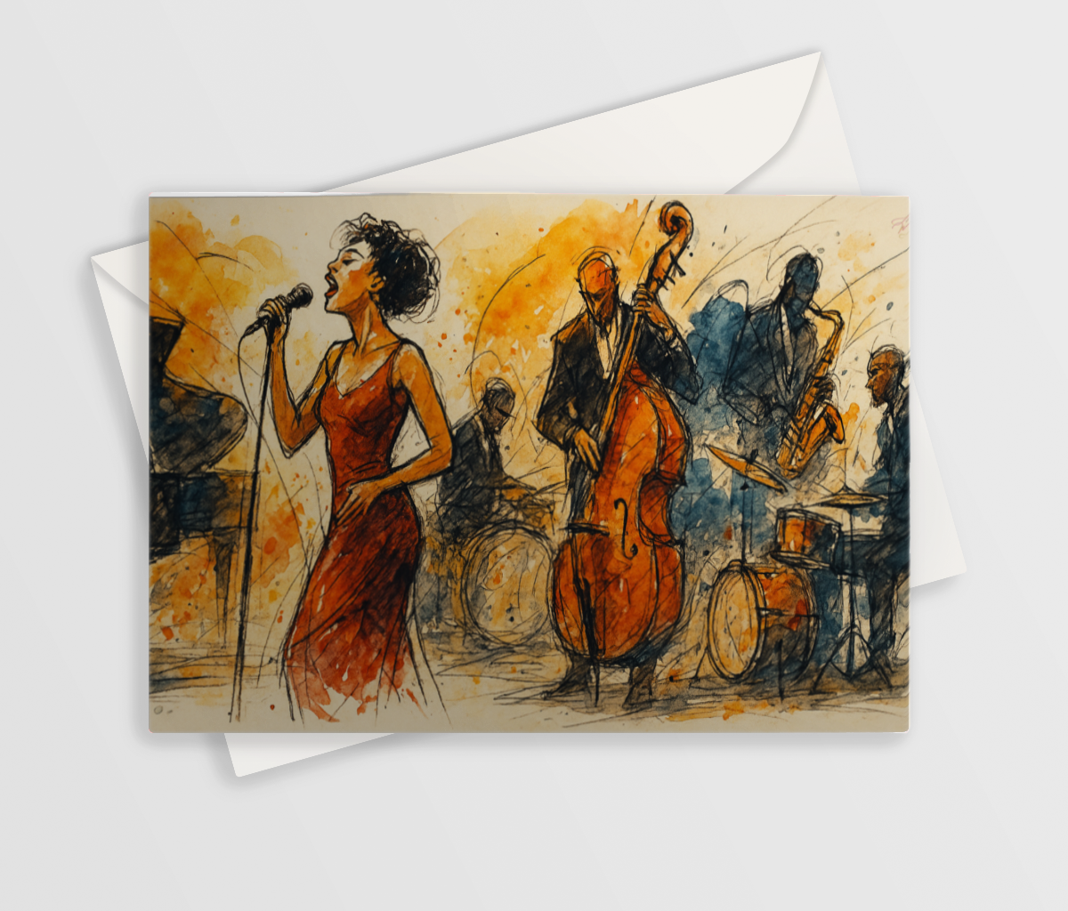 Jazz Band Greetings Card