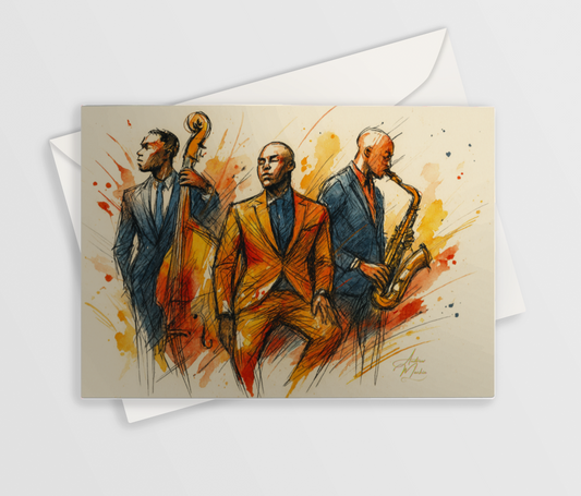 3 Jazz Men Greetings Card