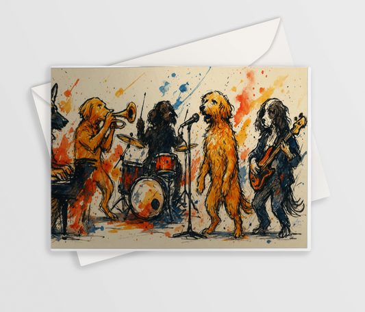 The Dog Band Greetings Card