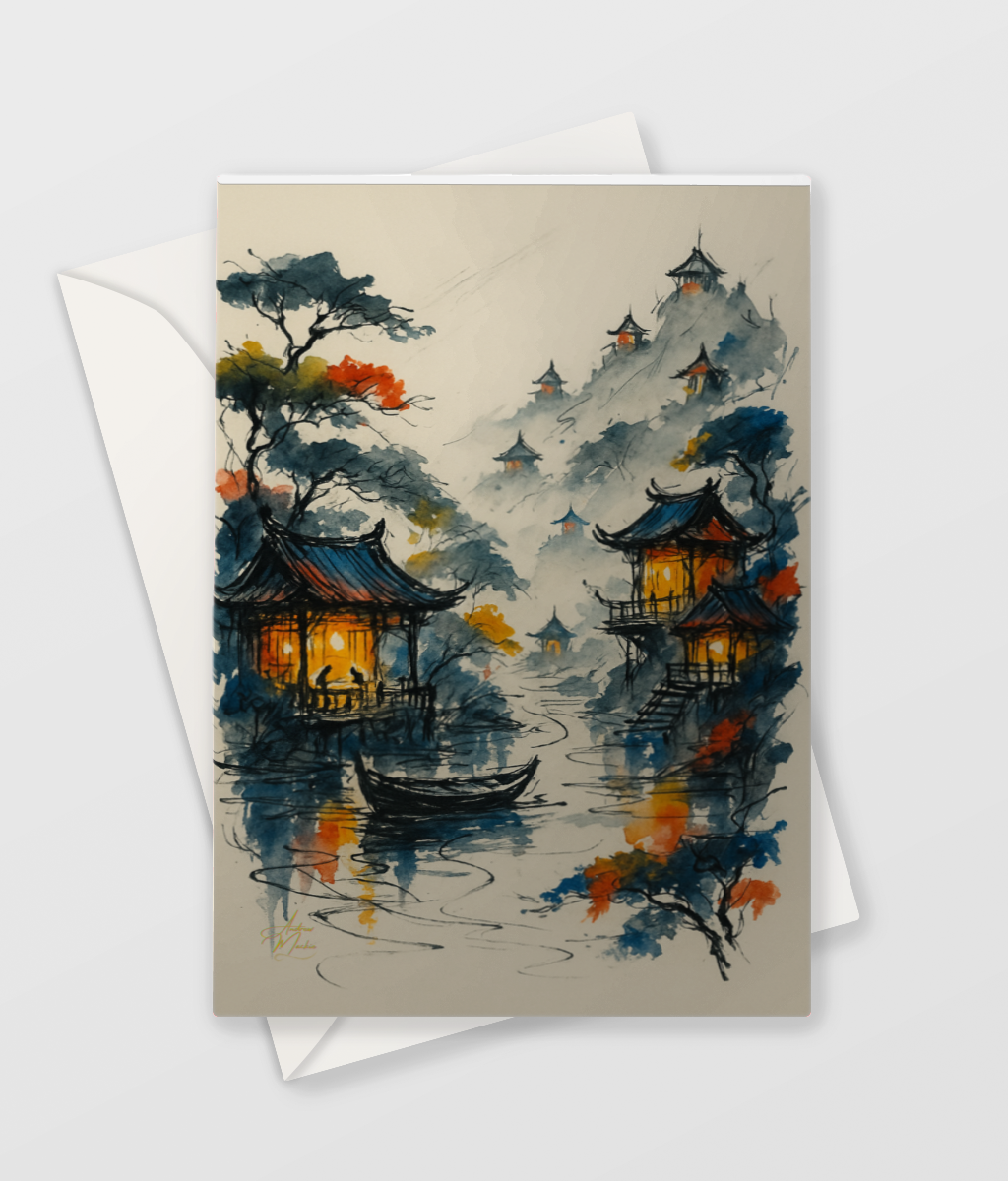 River Boat Greetings Card